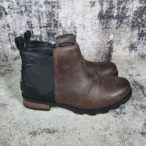 Sorel Women's Emelie Waterproof Ankle Booties Brown Black Size 6